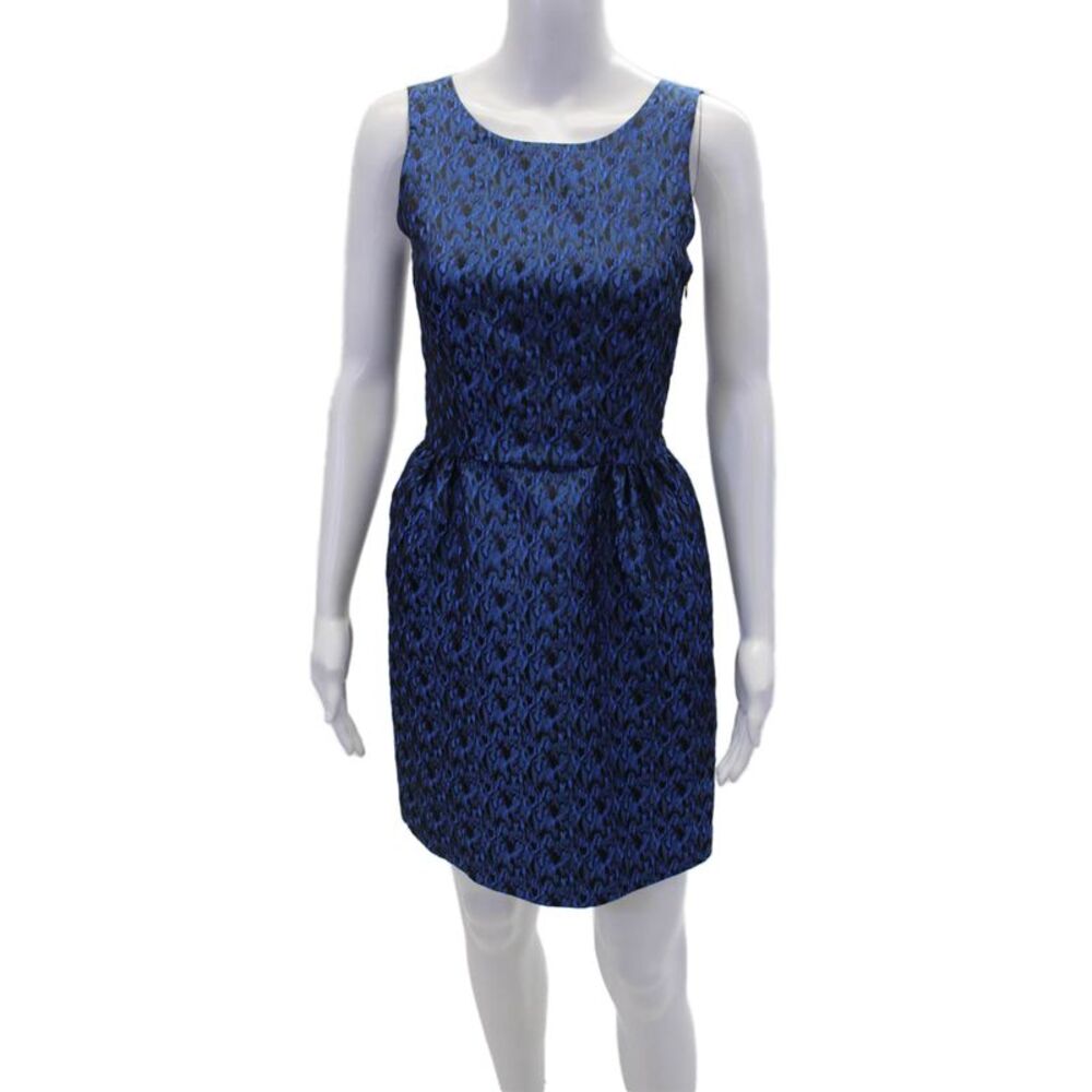 ERIN Erin Fetherston Womens Brocade Sleeveless Bow Pencil Dress Blue Size 0